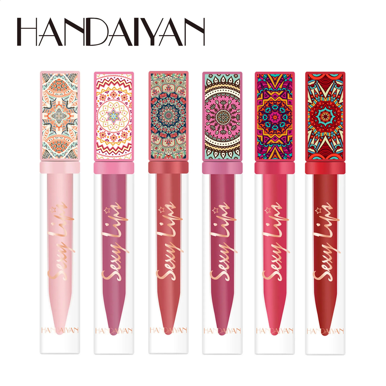 Handaiyan Non-Cup Matte Soft Mist Lip Glaze Bohemian Style Durable Liquid Lipstick 241105
