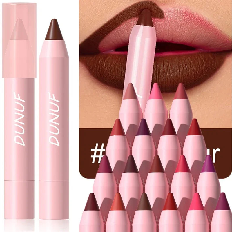 Sexy Dark Red Brown Lipstick Pencil Matte 18 Colors Lip Liner Crayons Rich Full Color Lip Tint Silky Natural Creamy Texture Pen 241105
