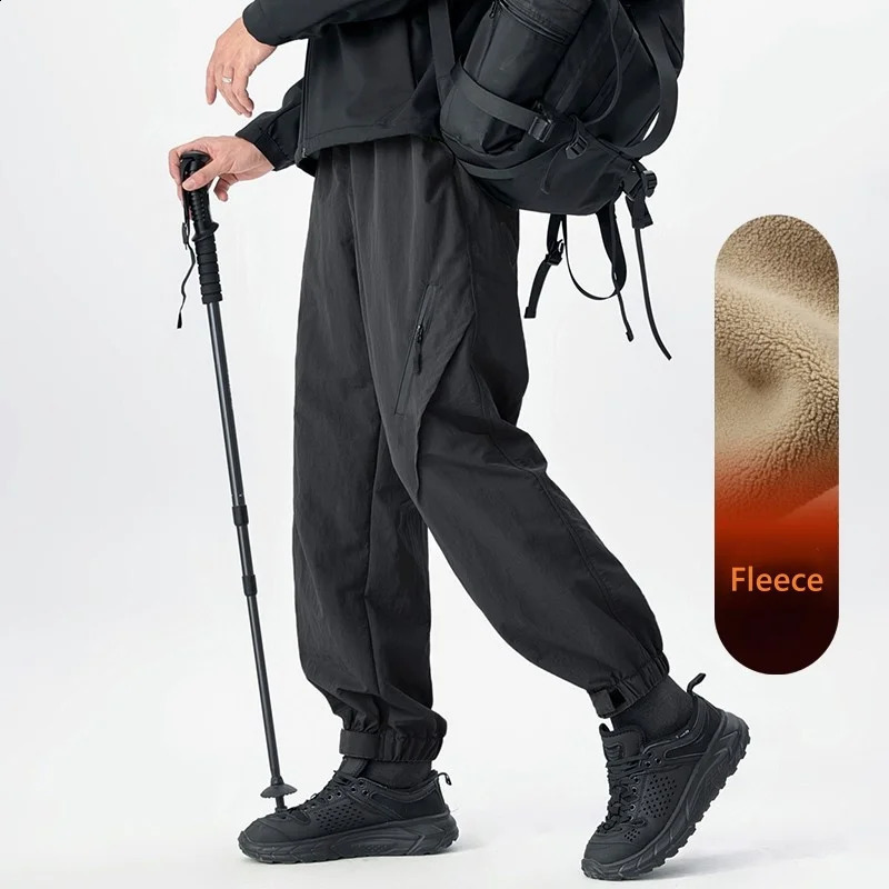 Outdoor Winter Waterproof Antifouling Fleece Pants Cargo Men Streetwear Loose Jogger Trousers Male Oversize 5xl 241105