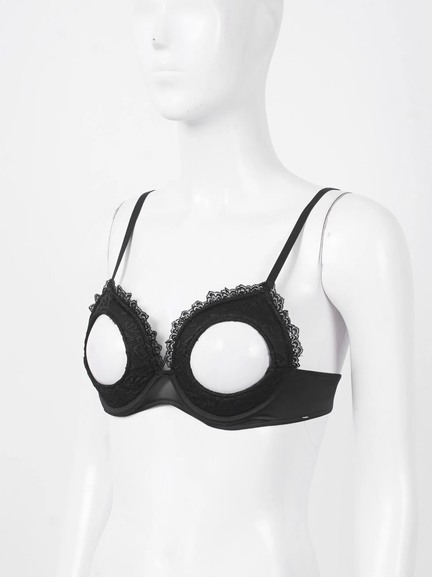 Womens Cutout Padded Underwired Bra Tops Lingerie Open Chest Adjustable Straps Hollow Out Lace Brassiere Underwear 241105