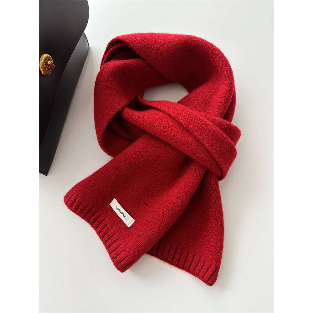Selected Australian Pure Wool Scarf New Solid Color Versatile Men's and Women's Winter Warm Knitted Neck