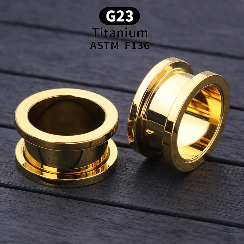2pcs 3-16mm ASTM F-136 Titanium Pulley Ear Tunnels Plugs Black Gold Color Expander Stretcher Ear Gauges Piercing Body Jewelry Can be anodized