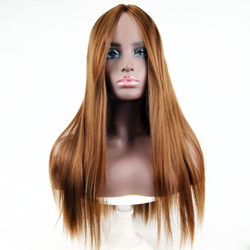 New arrival wig female high temperature silk long straight hair fashionable color middle parting long hair chemical fiber headpiece