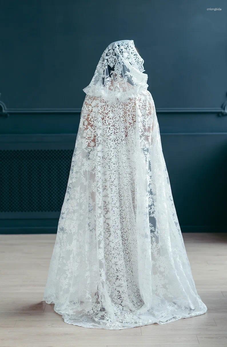 Bridal Veils Ladies' Long Lace Cape Party Hooded White Black Stage Veil