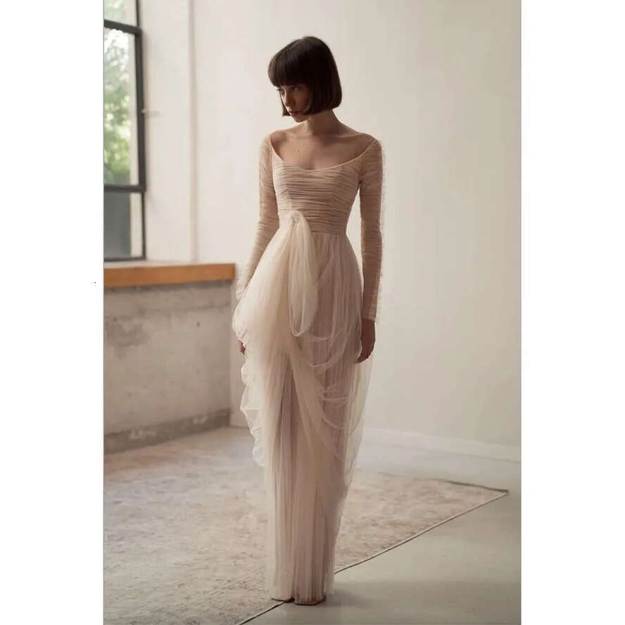 Wedding Modest E Tulle A Dresses Elegant Ruffle For Women Off The Shoulder Backless Bridal Reception Gowns Robe De Mariee