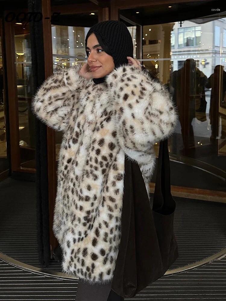 Women's Fur Leopard Print Faux Coat Fashion Full Sleeve Single-Breasted Female Coats Winter Warm Thicken Outwears