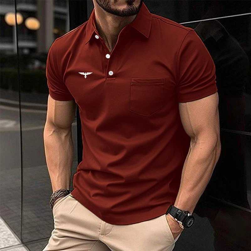 100% polyester quick drying mens summer short sleeved slip fashion sports business casual shirt mens top W241104