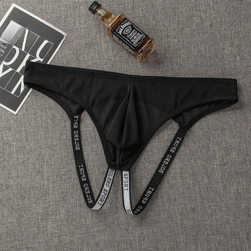 Men Sexy Briefs Jockstrap U Pouch Man Low Waist Panties Thongs Mesh Underpants Gay GSrting Convex Mens Underwear 241105