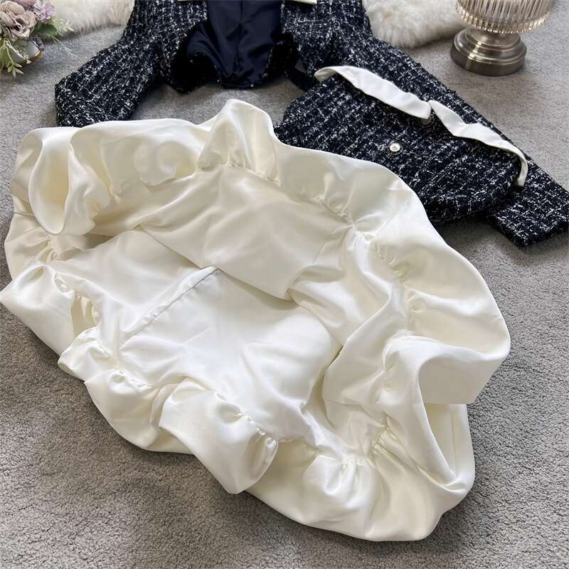 Floral Fragrance Designer Set Women's Autumn Fashion Short Jacket+High Waist Sexy F Set Skirt, Date Skirt luffy Mini Dress Two-Piece