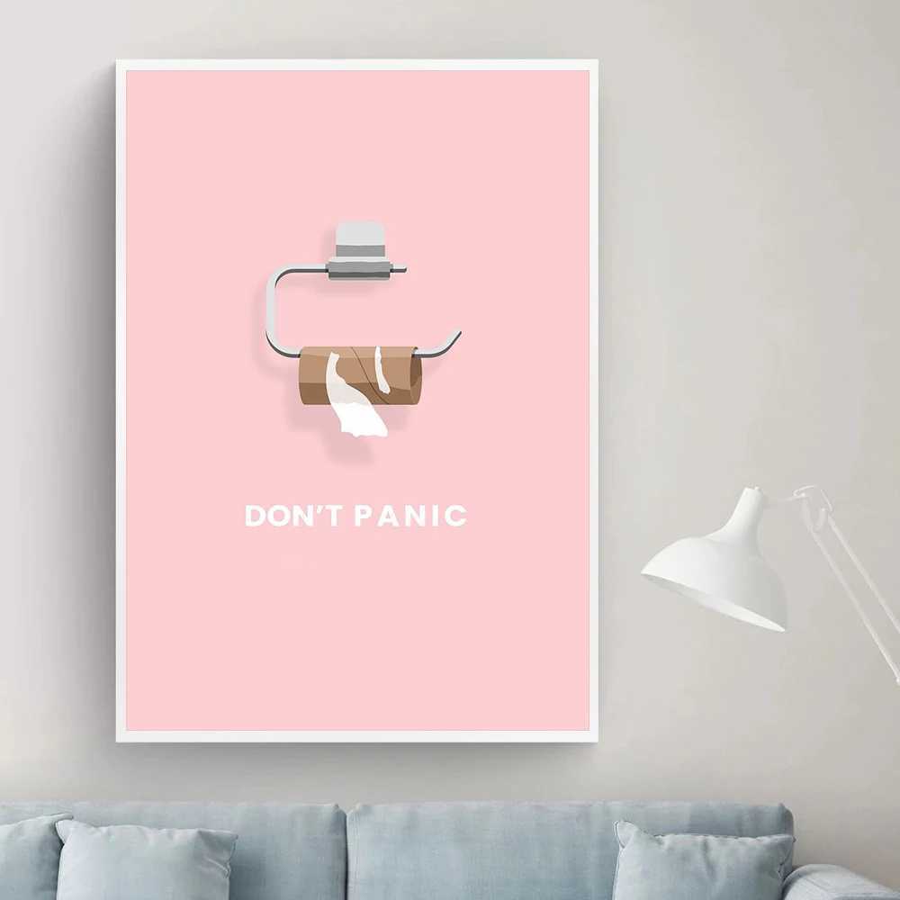 Minimalist Dont Panic Please Quotes Toilet Paper Canvas Painting Pink Wall Art Poster Print Pictures Bathroom Home DecorationXJ241104