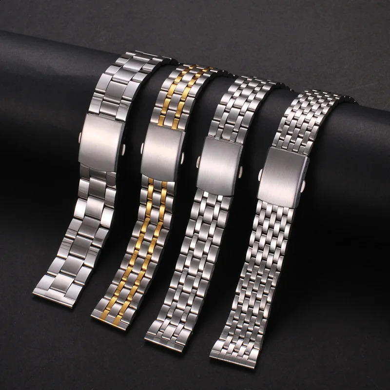Stainless Steel Watch Band Universal Strap Folding Safety Buckle for Women Bracelet Strap18mm 20mm 22mm Belt Accessories 241105