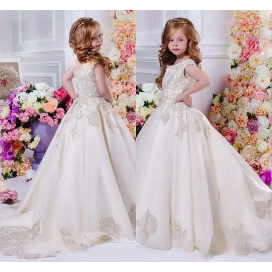 Lovely Wer Simple White Girls Dresses Jewel Sleeveless With Applique Back Zipper Birthday Custom Made Formal Party Gowns For Kids
