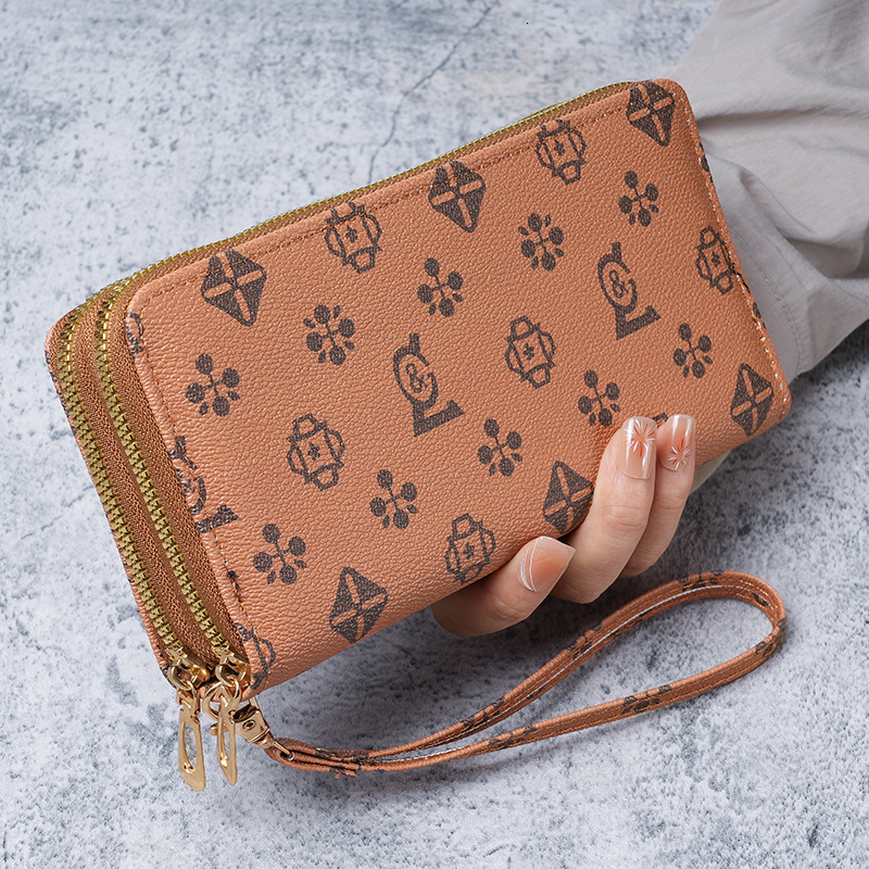 Women's new long designer wallet with fashionable double zippers and large capacity, women's wallet with fashionable casual design