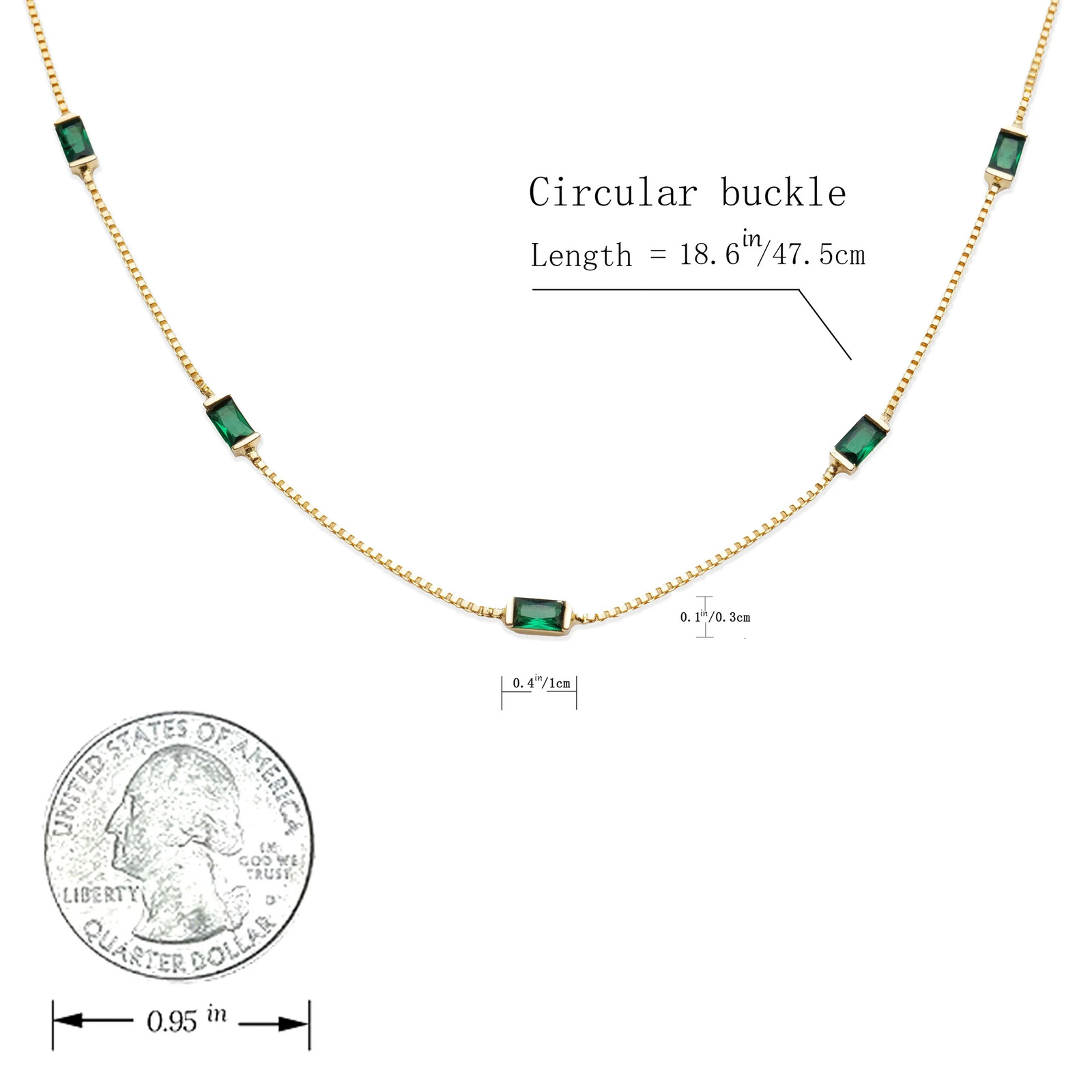 Exquisite copper plated 18K gold lightweight necklace and green zircon gemstone Korean vintage lightweight sedan and wi241105