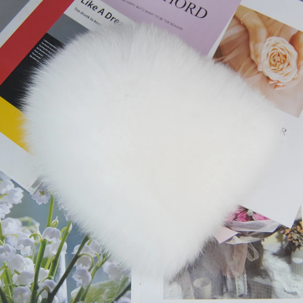 Winter Hat 100% Real Natural Silver Fox Fur Womens Knitted Cap Women Female Ear Warm Must 241105
