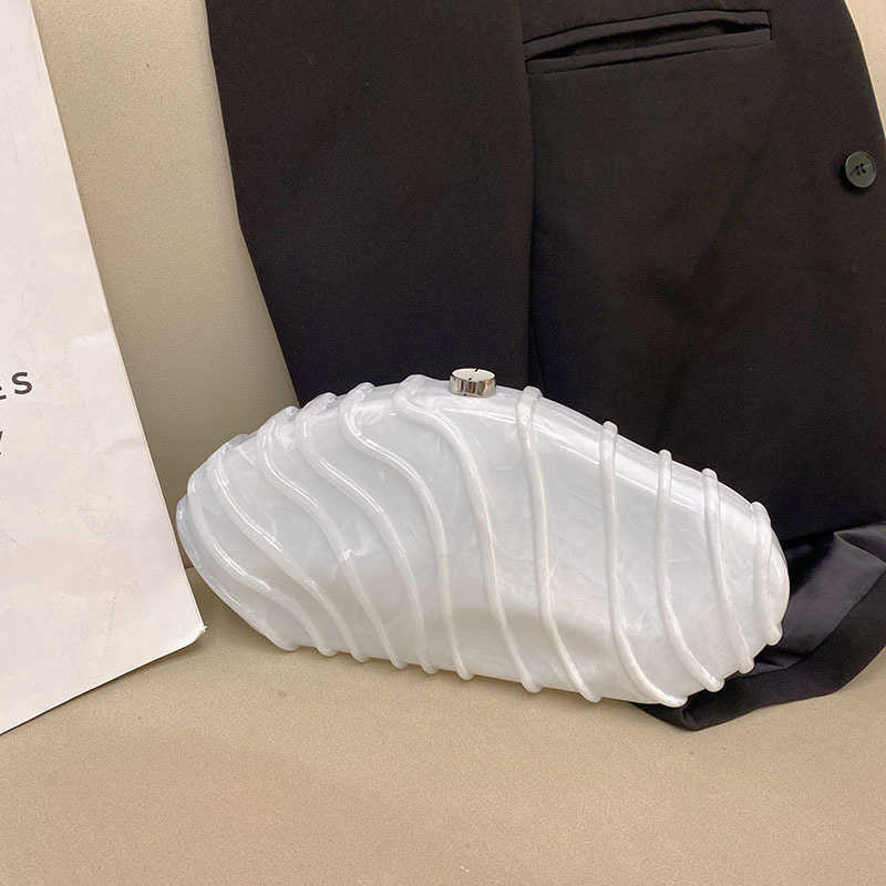 Simple Stone Patterned Acrylic Bag Women's Striped Simple Chain Dinner Hand-held Crossbody Valentine Bag 241105