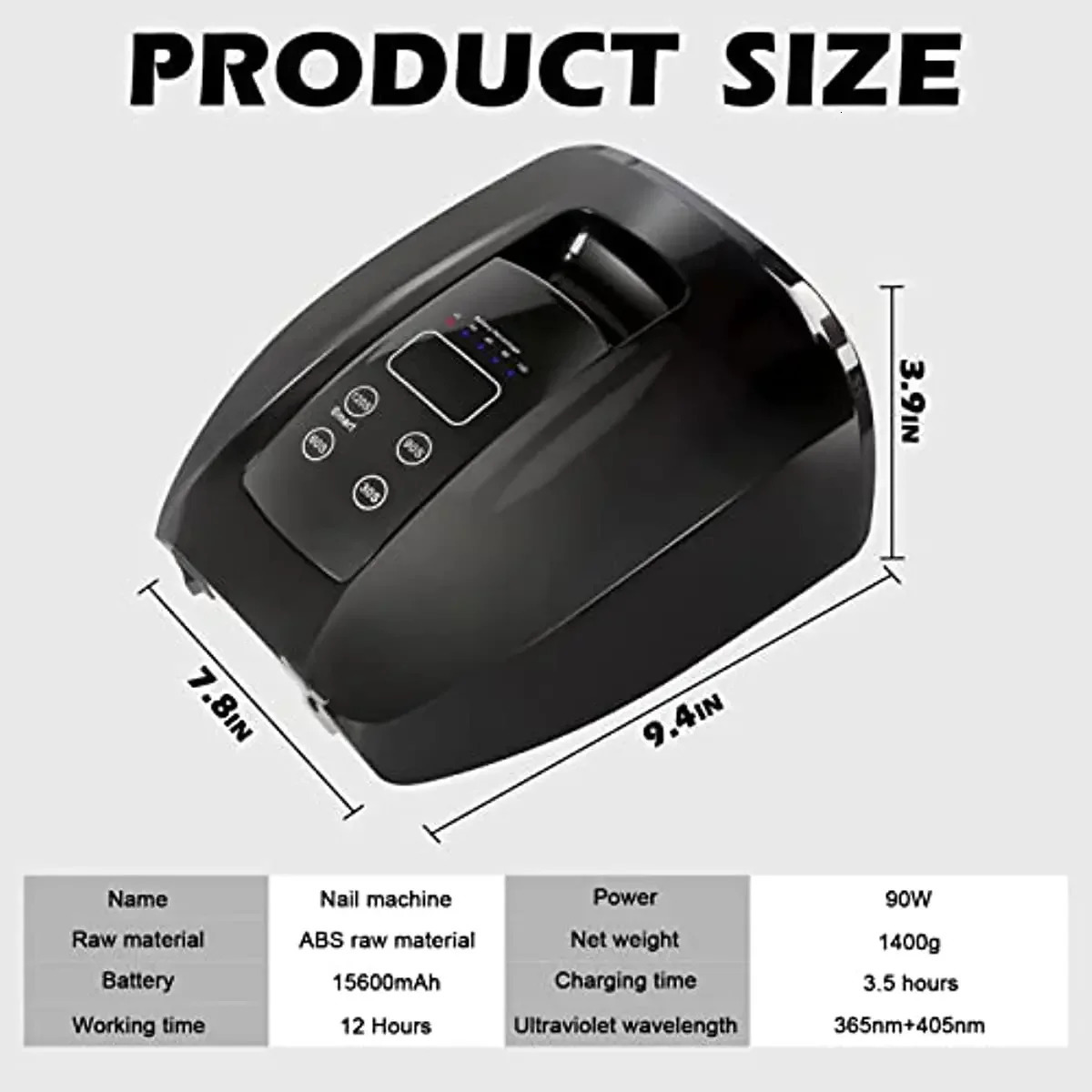 90W Rechargeable Nail Lamp with Mirror Bottom Cordless LED Light for Acrylic Nails Manicure Machine Wireless Nail UV LED Lamp 241104