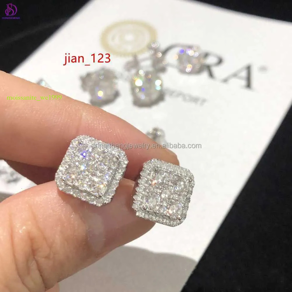 Custom Fashion Finey Jewelry Sterg Sier Earrings Ice Out Vvs Moissanite Dia Earring for Woman