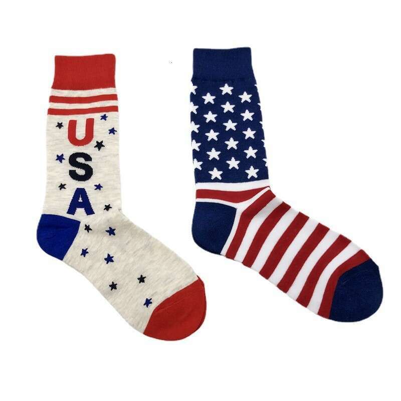 shanshi men socks Men's American Flag Edition Long Spring and Autumn Collection Sweat Absorbing Breathable Jacquard Letter Socks