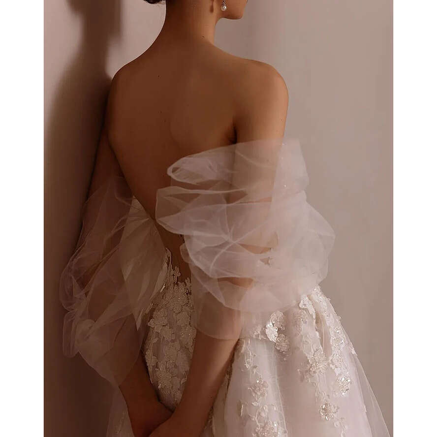Modern Wedding Sweetheart Dressoff Shoulder A E Lace Appliques Boho Bride Gown Backless Sweep Train Vestido Denovia 6660311