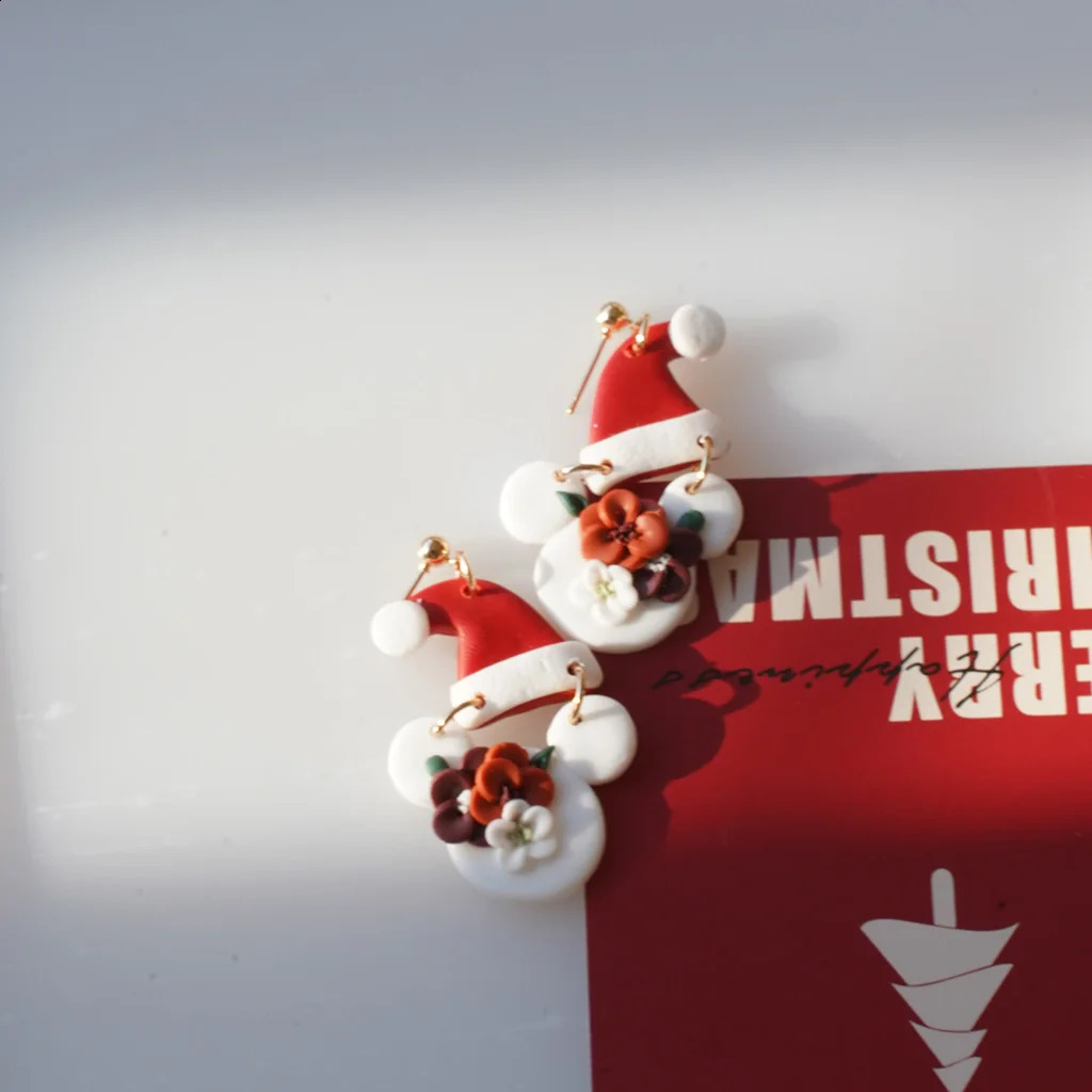 Christmas Winter Holiday Santa Snowman Tree Lollipop Icon Multi Shapes Polymer Clay Earrings Celebration Accessories Gifts 241105