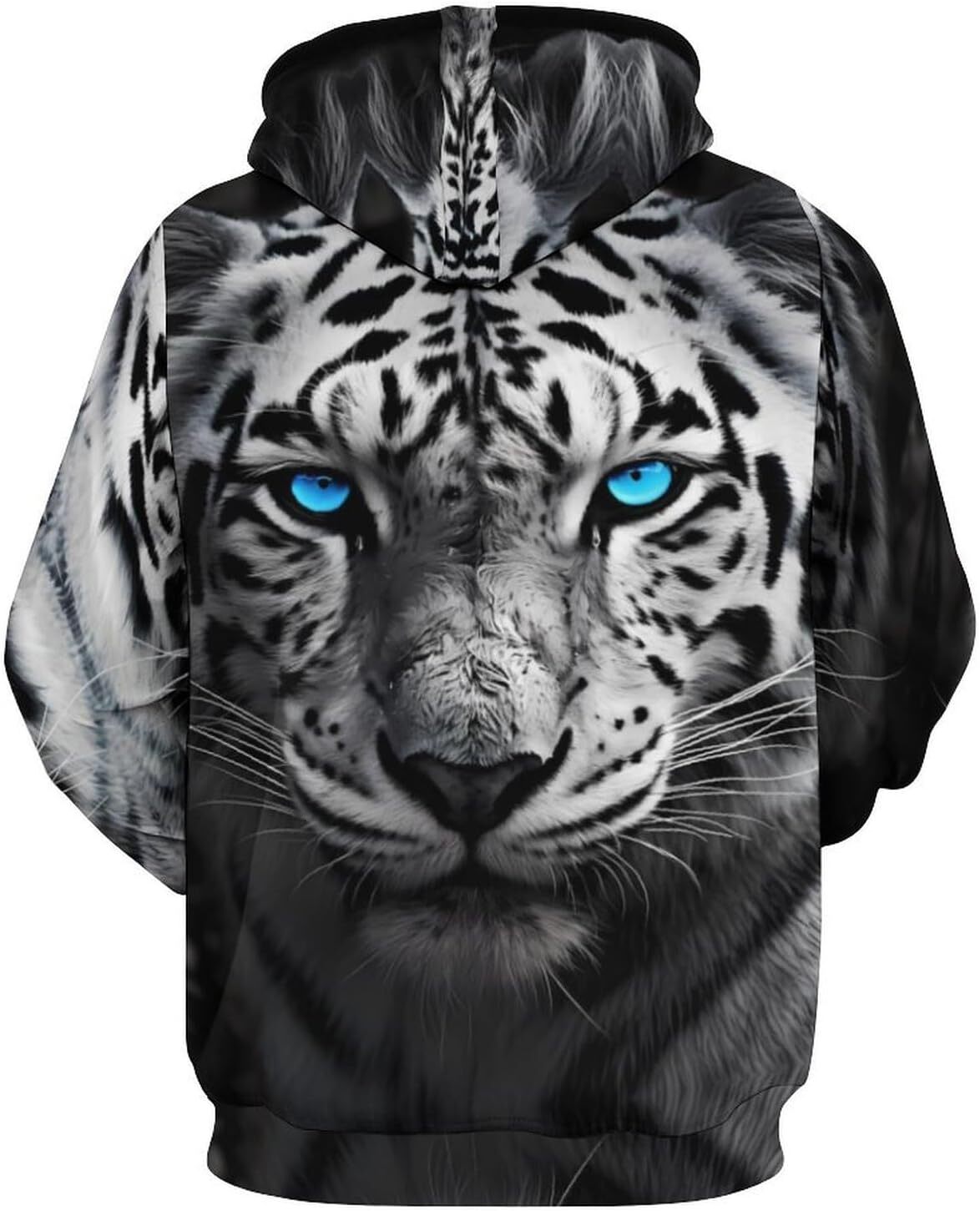 Hoodie for Mens Womens Wild White Tiger Hoodies for Men 3D Print Pullover Hooded Drawstring Loose Sweatshirt with Big Pockets Graphic fashion cool