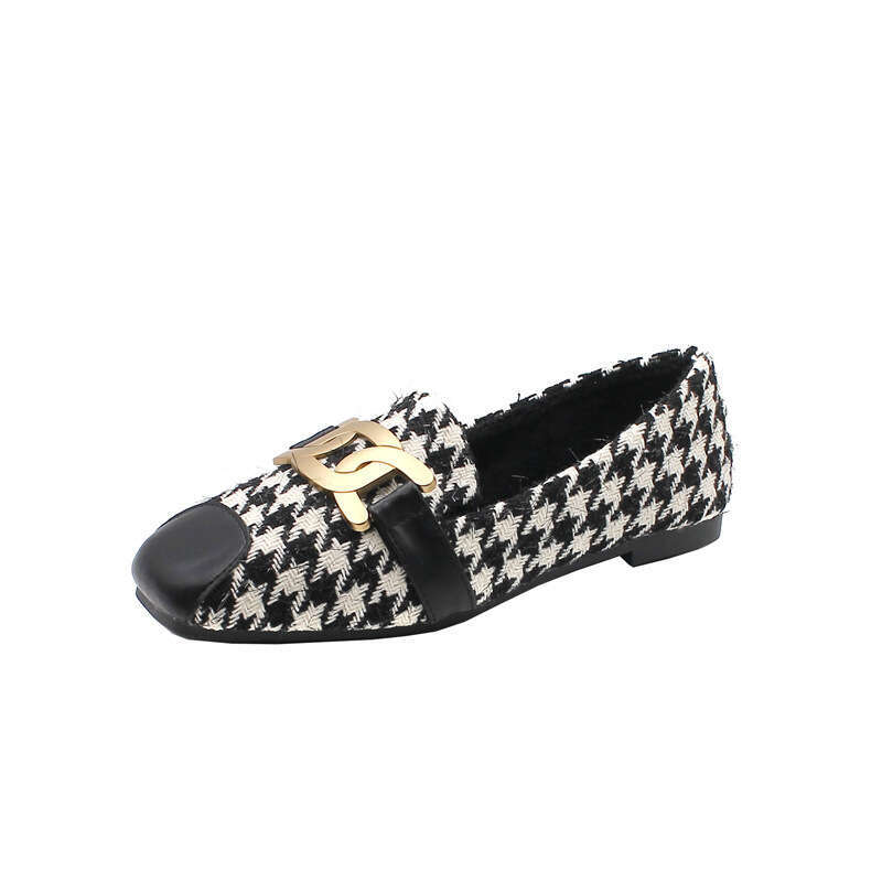 Qian Niao Ge Mao For Women 2023 Winter New Style One Step Versatile With Velvet Warmth Single Shoes, Casual Bean Shoes