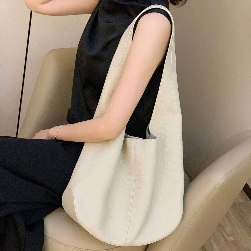 Lazy Style Large Capacity Imported Soft T Leather Tote Women's Texture Single Shoulder Underarm Bag Solid Color