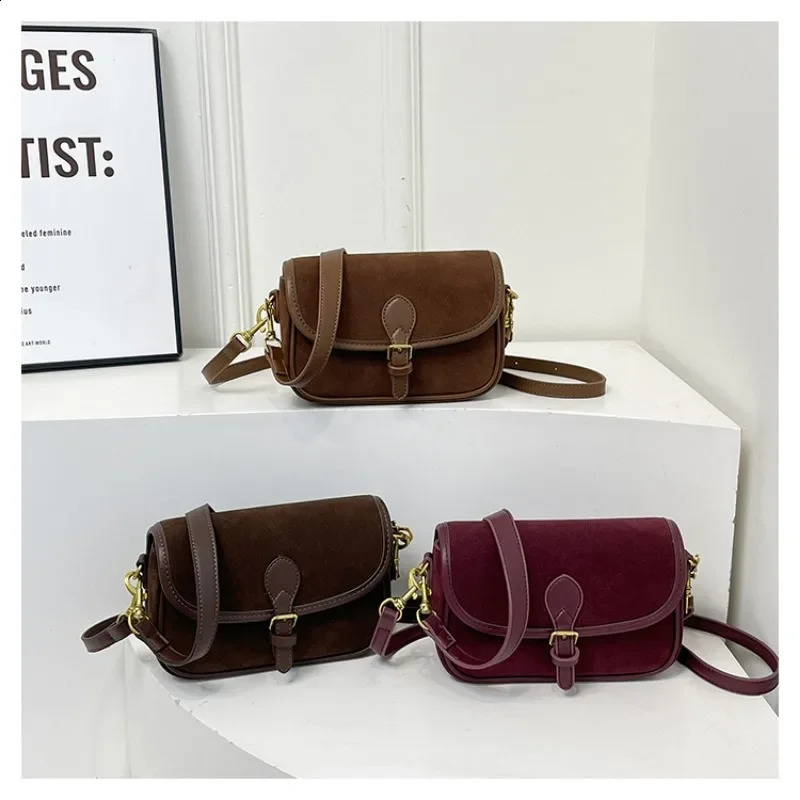 Buckle Sewing Decorative Fashion Wool Shoulder Bag Flip Zipper Buckle Exquisite Crossbody Bag Selling Womens Bolsa Bag 241105