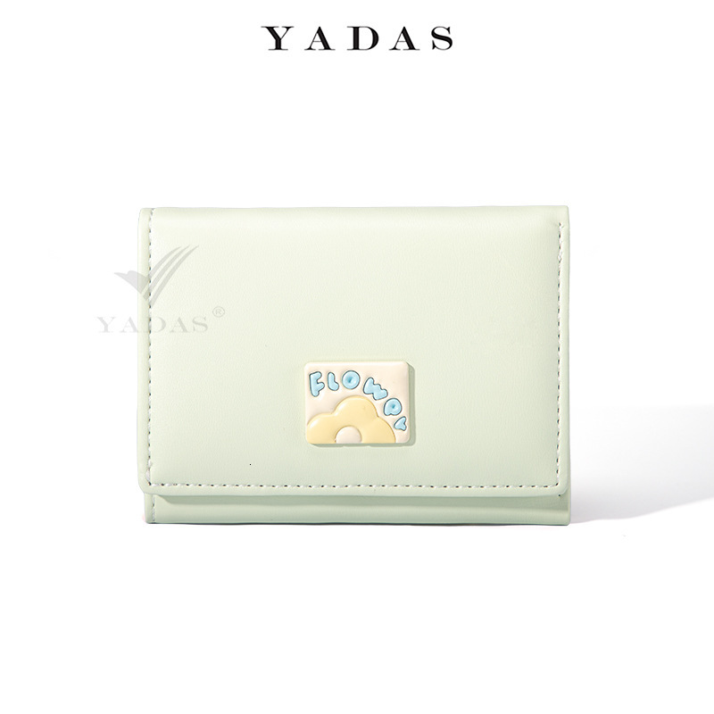 Cute Female Designer Card Bag With Shiny Texture Hardware Short Pocket Wallet