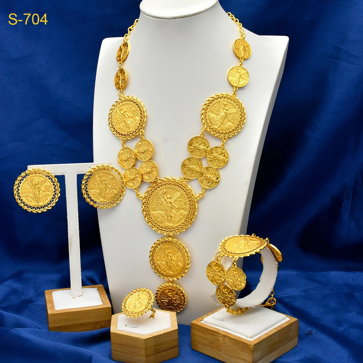 ANIID ly ed Dubai gold coin necklace bracelet jewelry set African Ethiopian bride wedding gift241105