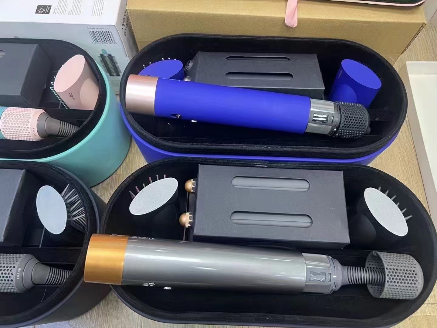 Curg Irons Multifunction Divider Warm Air Comb Anion Hairdryer Dryer Curler Hair Shaper Leather Box Home 6 Colors Unisex