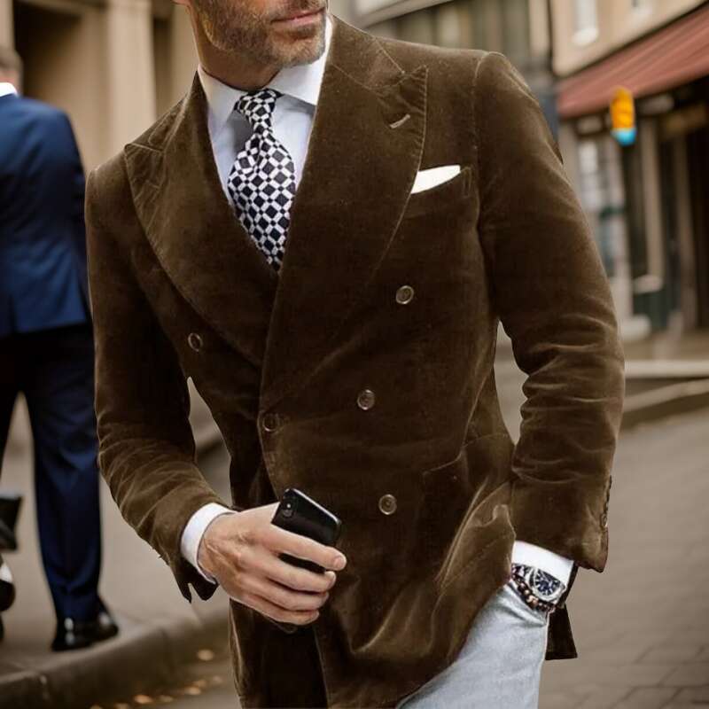 Veet Smoking Jacket Slim Fit 2024 Double Breasted Male Fashion Blazer 1 Piece Custom Made Italian Style Man Suit Coat
