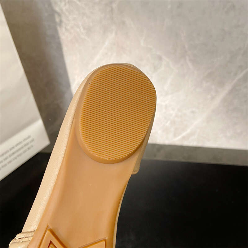 Evening Breeze Gentle Shallow Mouth Single Shoe Women's Apricot Color Spring And Summer New Pearl Soft Leather Side Hollow Pointed Flat Bottomed 
