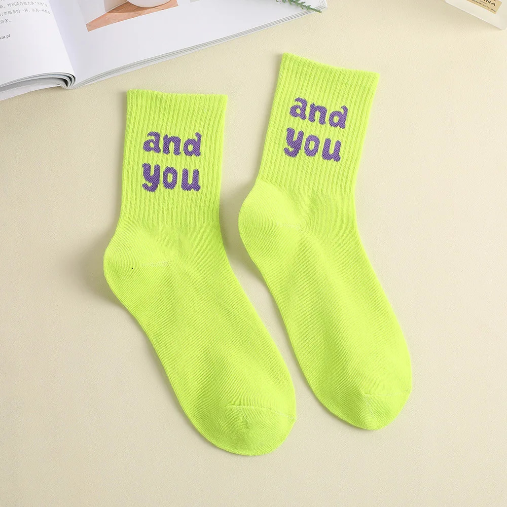 Womens Sweet Smile Letter Socks Sports Socks Versatile Student Socks 241104