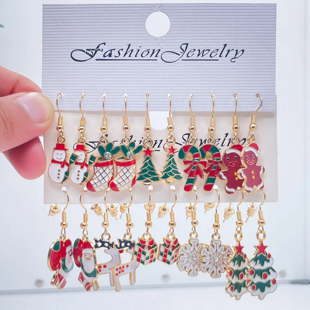 10 Pairs of Womens Christmas Earrings Holiday Pendant Tree Snowflake Bell Reindeer Jewelr 241105