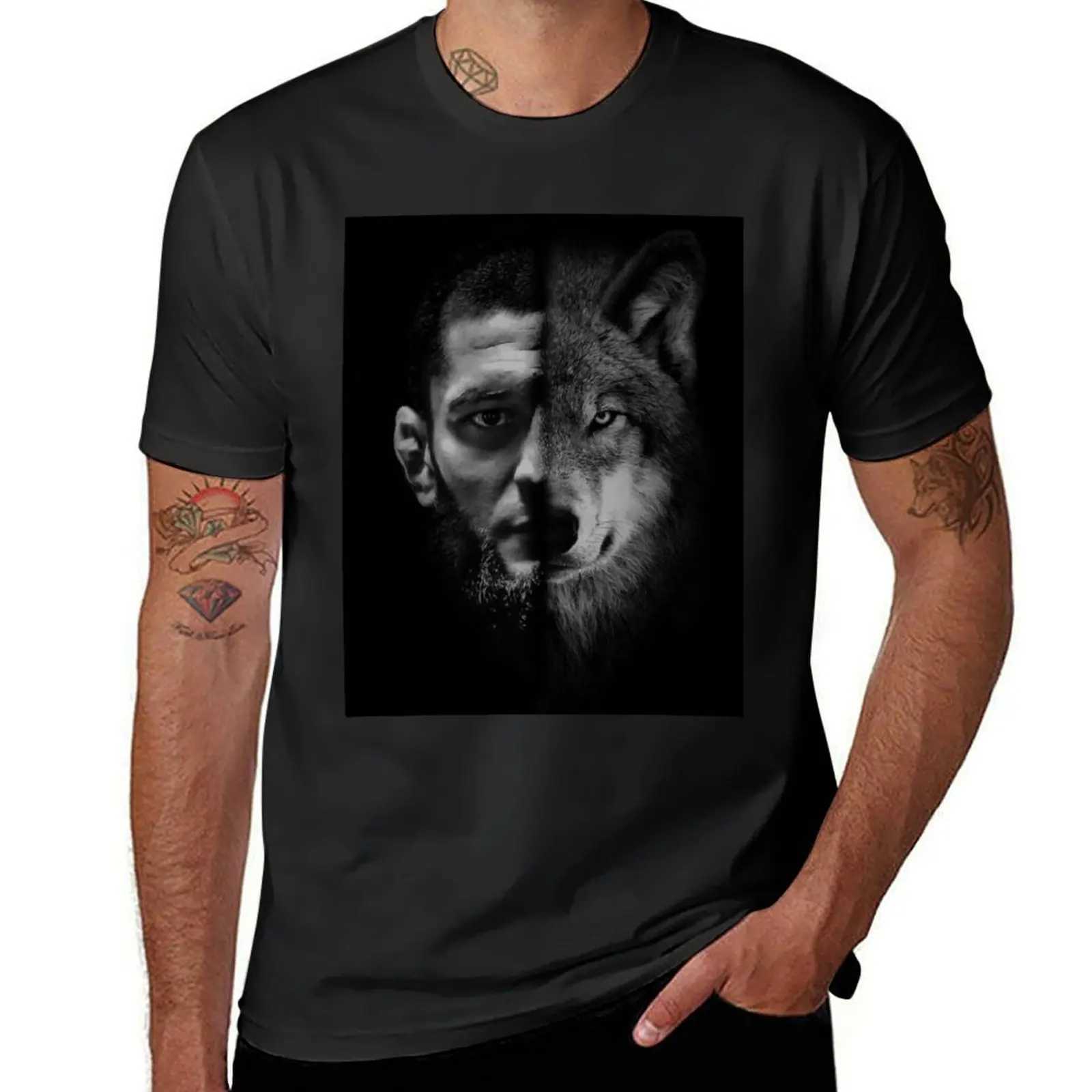 Khamzat Chimaev Borz Wolf T-shirt Korean Fashion Mens Wear W241105