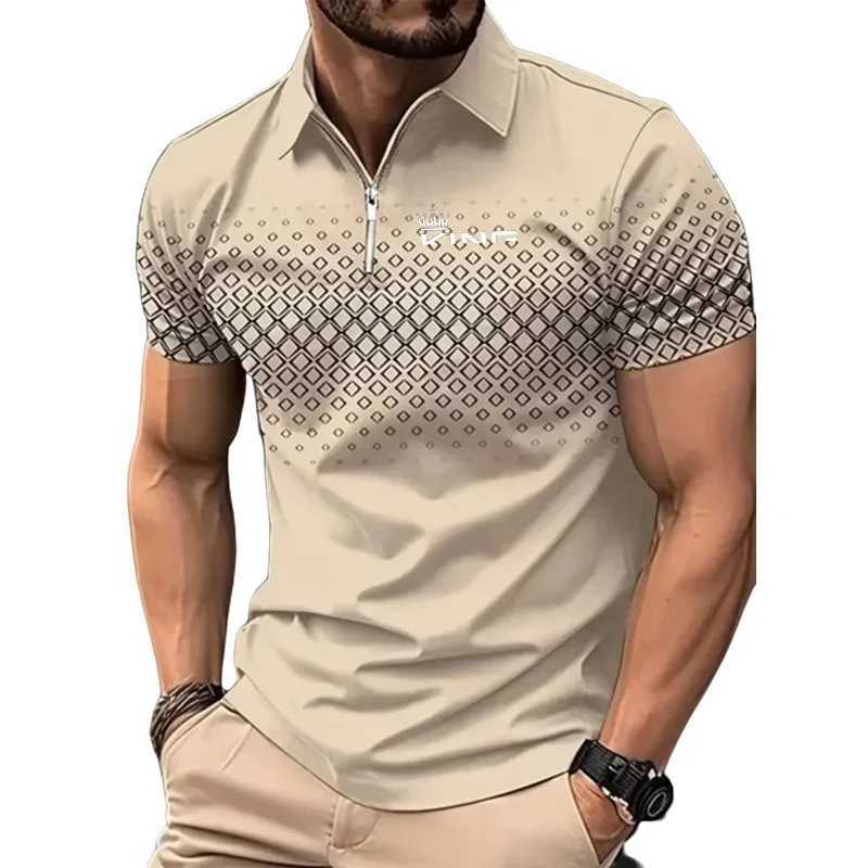 Summer T-shirt Printed T-shirt Zipper Shirt Casual Breathable Zipper Shorts Slip T-shirt Top Sportswear Mens Wear W241104