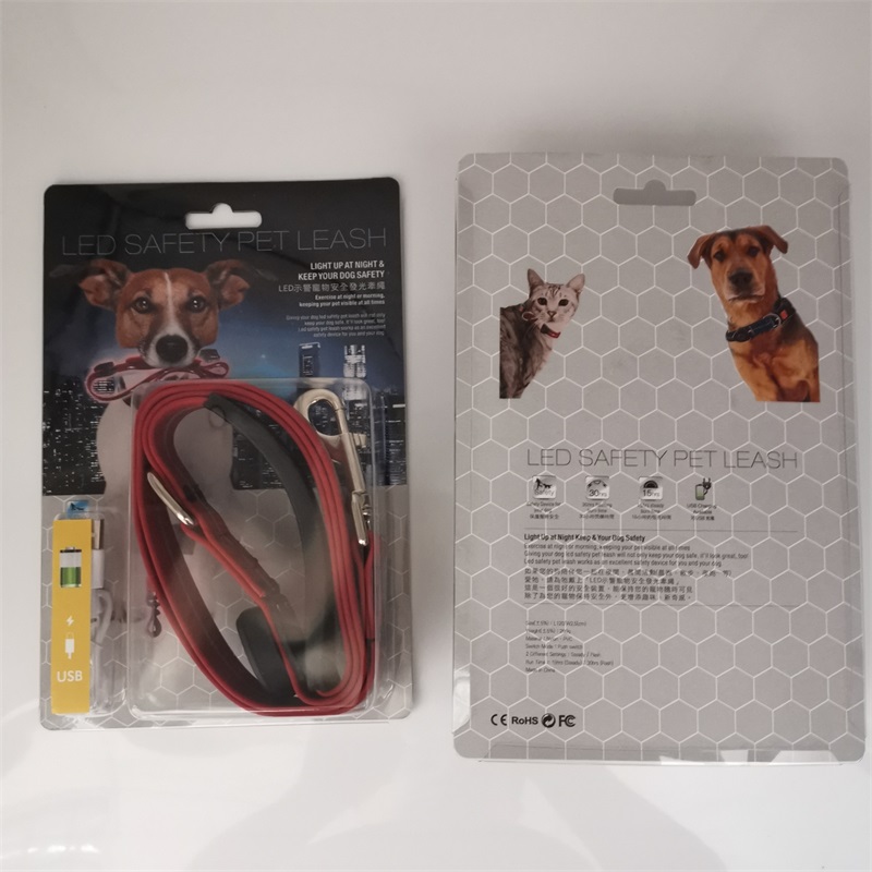 Pet traction rope led lights up dog collar walking free hands rope warning cats and dogs supplies at night outdoor black red green wear resistant 37 0