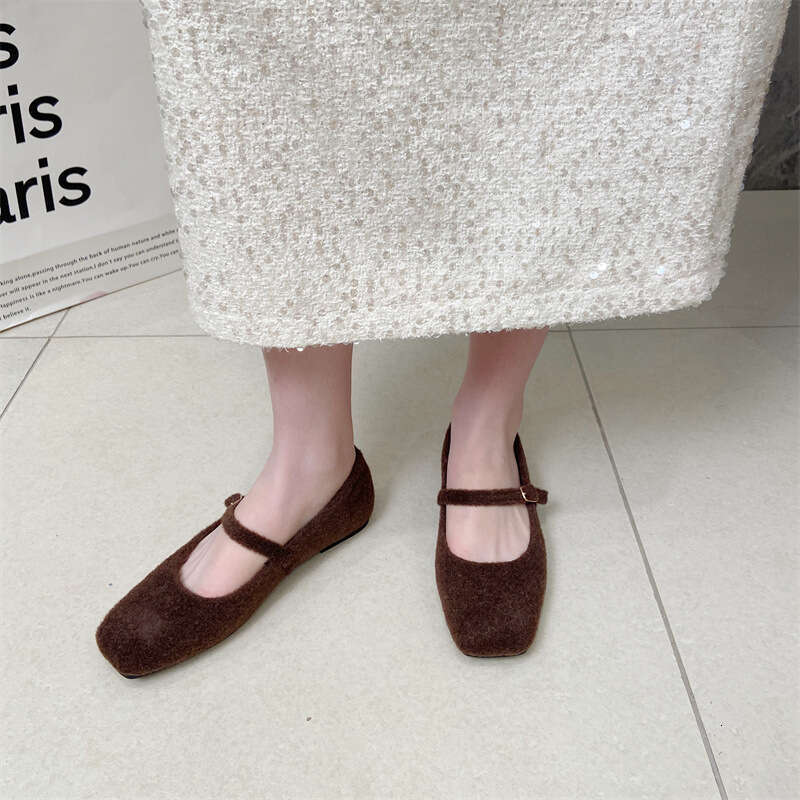 Evening Soft Sole Square Toe Shallow Mouth Single Shoe For Women, Spring 2024 New Style With Flat Bottom Mary Jane Shoes