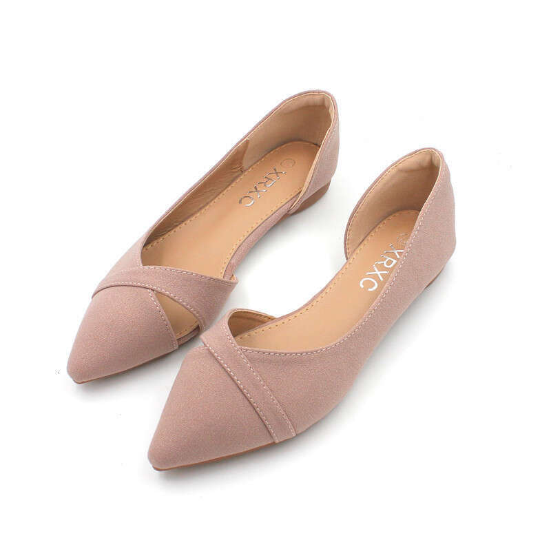 Comfortable And Versatile Pointed Shallow Mouth Black Suede With Soft Soles That Are Not Tiring, Flat Bottomed Professional Work Shoes For Women'