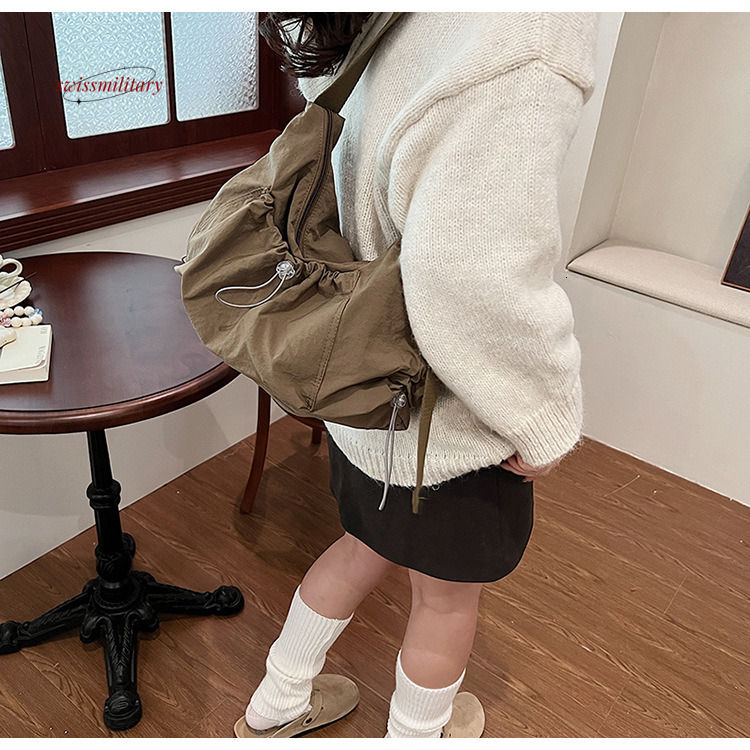Lazy style female college student women's fashionable pleated cloud bag, casual loose large capacity single shoulder crossbody bag #24 swissmilit