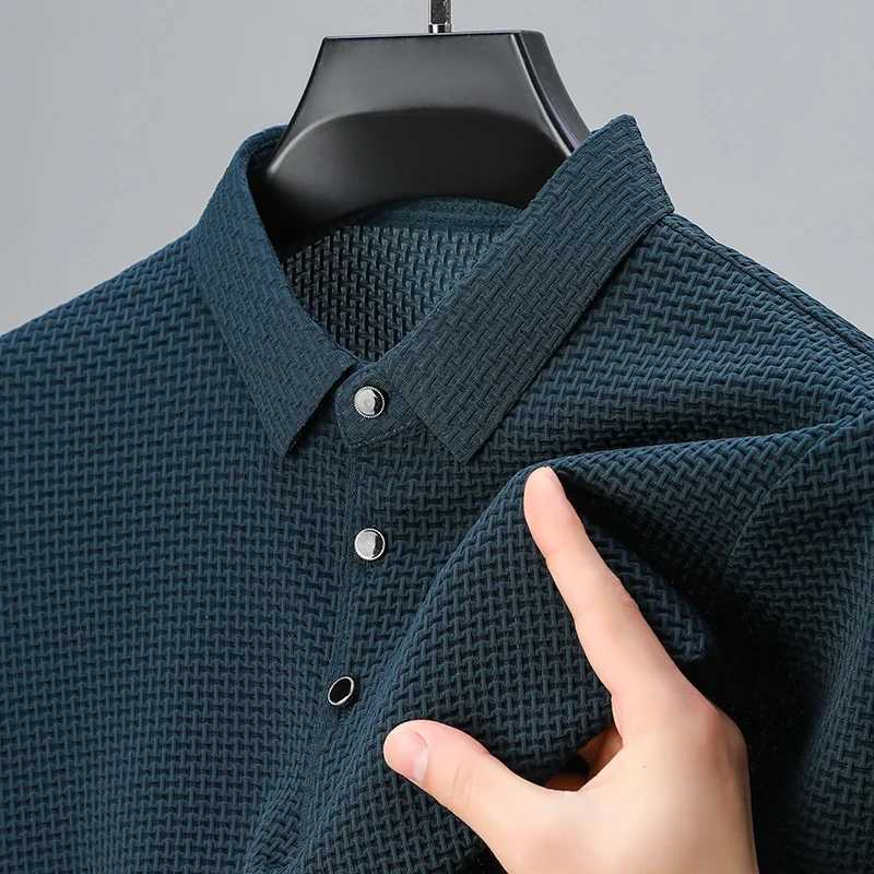 Mens plaid short solid color shirt breathable and comfortable elastic top W241104