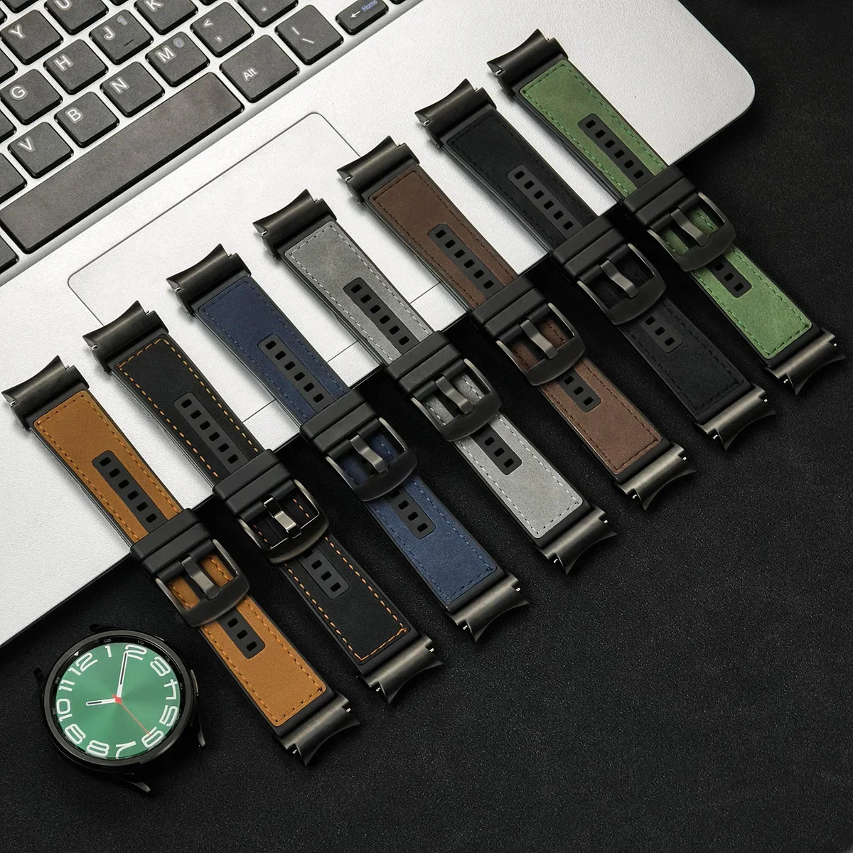 20mm Quick Fit Leather Band Galaxy Watch 7 6 5 4 40 44mm 5Pro 45 64 Classic 43 47mm 42 46mm No GAPs Strap 241105