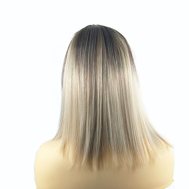 African synthetic wig for women light blonde shoulder length clavicle bobo wig