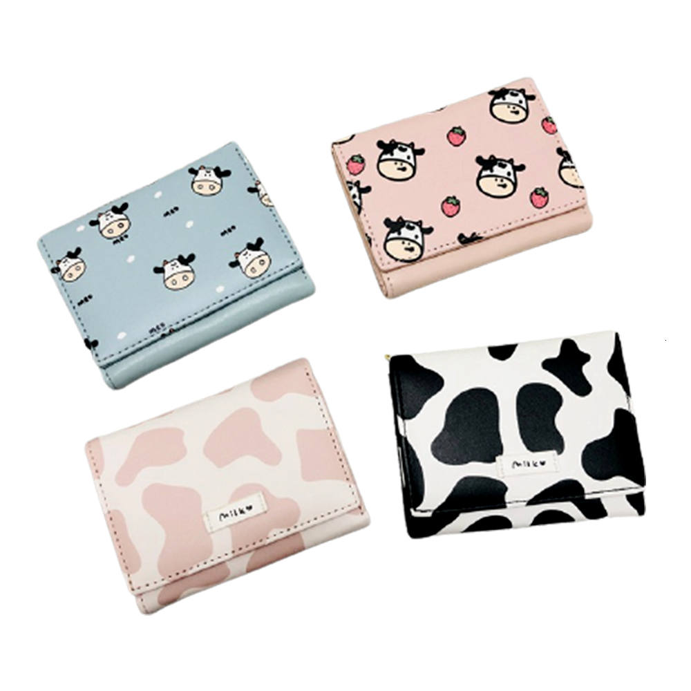 New Multi Slot Short Board Small Change Mini Three Fold Designer Cow Card Bag