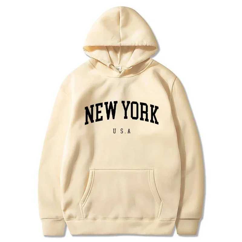 Women New York U.S.A City Hoodies Fashion Letter Printed Graphic Sweatshirts Loose Casual Harajuku Hooded Sportwear PulloverLX241104