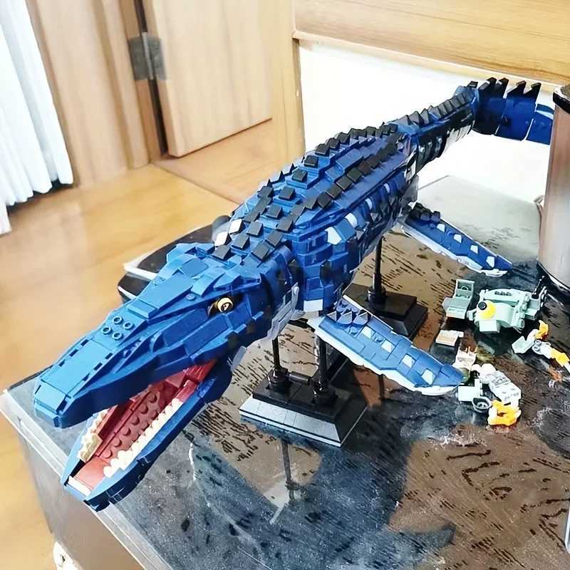 Free shipping Blocks 1859 Dinosaur Mosasaur Expert Creative Large Model Silation Building Block Toy Birthday Gift Set Home Decoration