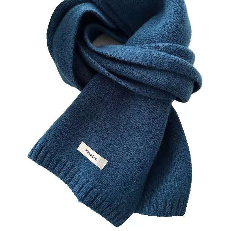 Selected Australian Pure Wool Scarf New Solid Color Versatile Men's and Women's Winter Warm Knitted Neck