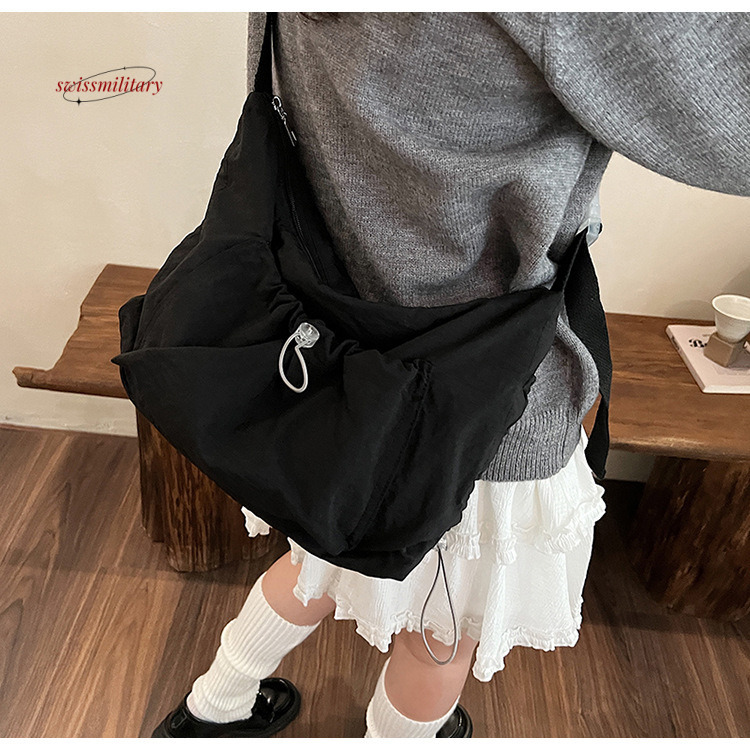 Lazy style female college student women's fashionable pleated cloud bag, casual loose large capacity single shoulder crossbody bag #24 swissmilit